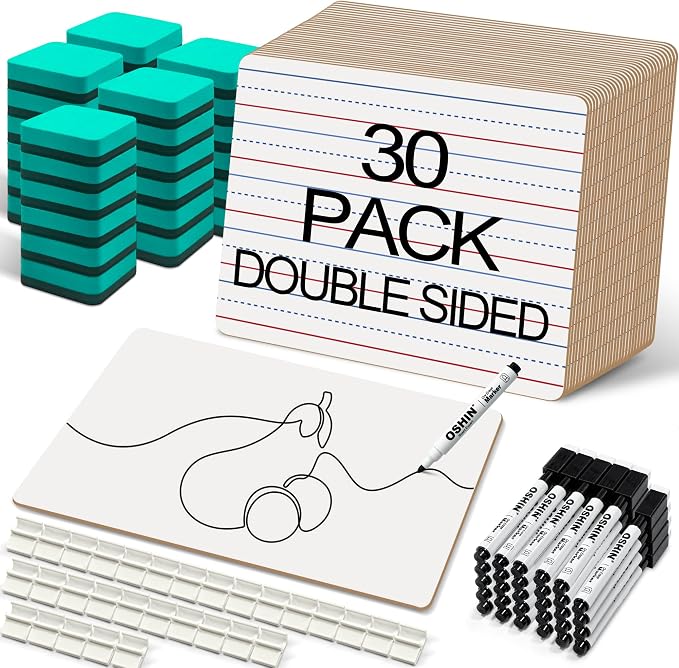 30 Pack Small White Boards, Teacher School, Include 30 Markers, 30 Erasers by Unknown