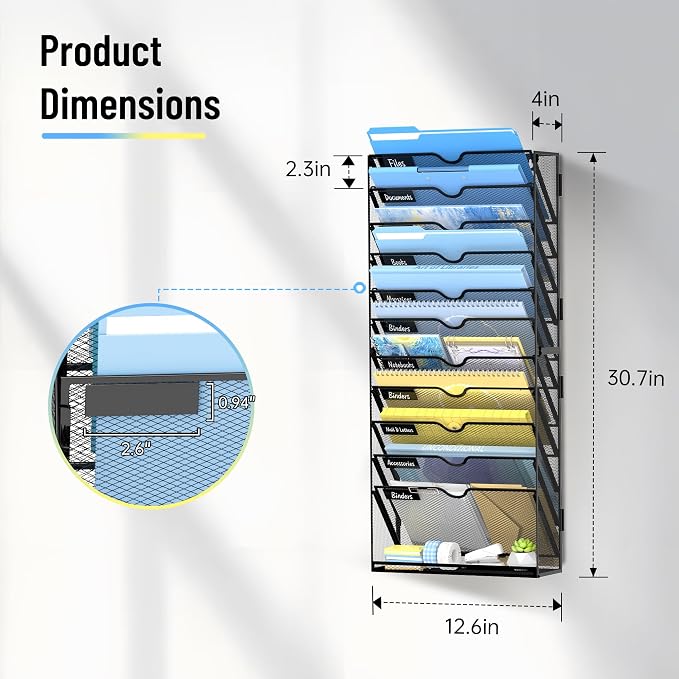 SUPEASY 12 Tier Wall File Organizer - Image 2