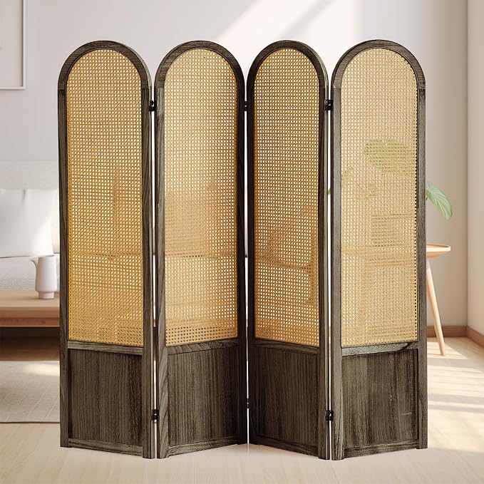 Asnefeli 4 Panel Room Divider Wall, Folding Privacy Screen, Foldable Wood - Image 4