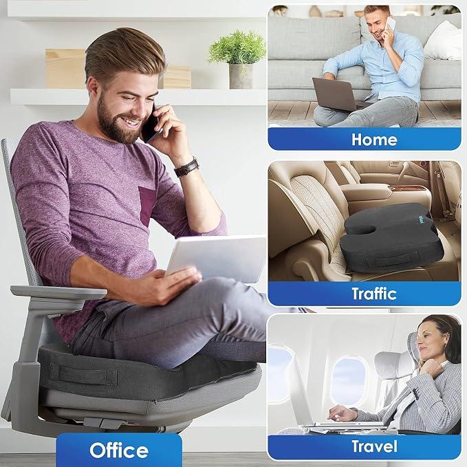 TushGuard Seat Cushion for Office Chair Memory Foam Non-Slip Cushion Back - Image 7