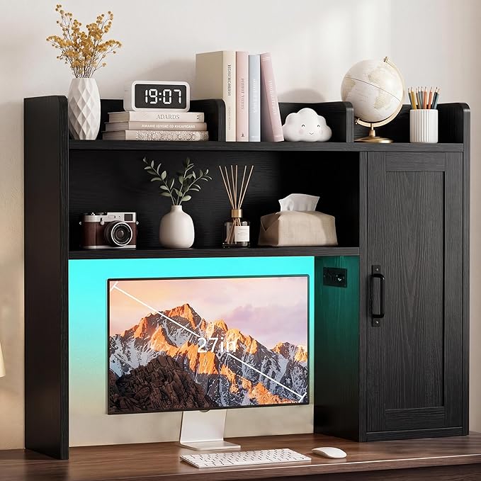 Desktop Storage Shelf, 37.4" Computer Desk Organizer 3-Tier Wood Desktop by Homiflex
