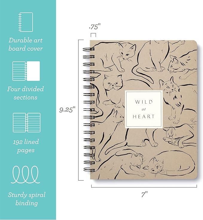 Compendium Spiral Notebook - Wild at Heart — A Designer Spiral Notebook with 192 Lined Pages, College Ruled, 7.5”W x 9.25”H-DeskLoop Office