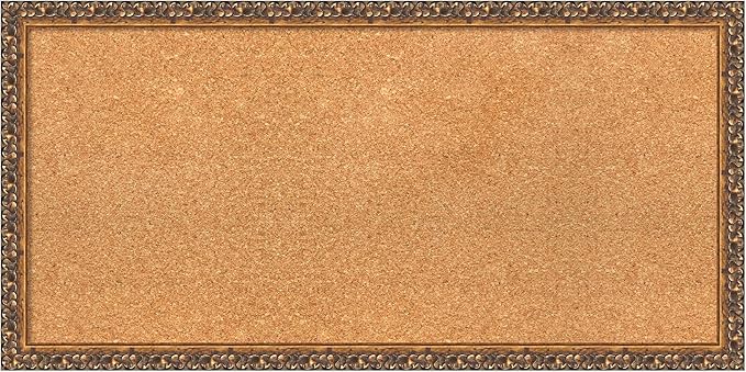 Amanti Art Natural Cork Board for Wall, 16x32 Vision Board with Bronze Frame, Medium Corkboard Office Decor for Home Organization, Traditional Corkboard Pinboard to Display Items for Home-DeskLoop Office