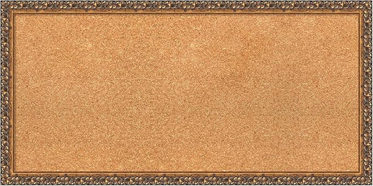 Amanti Art Natural Cork Board for Wall, 16x32 Vision Board with Bronze Frame, Medium Corkboard Office Decor for Home Organization, Traditional Corkboard Pinboard to Display Items for Home-DeskLoop Office