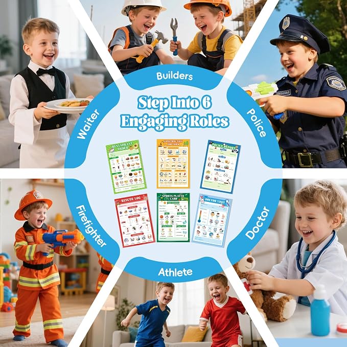6 Pack Kids Pretend Play Notepads, 40 Pages Kids Playtime Pads - Image 3