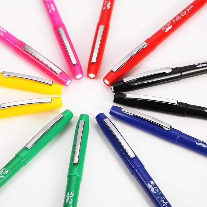 Mr. Pen- Felt Tip Pens, 12 Pack, 0.7 mm, Colorful Felt Tip Pens, Fast Dry | No - Image 6