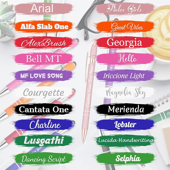 Personalized Pens Bulk 500 with Name Custom Engraving Ballpoint Pens with Stylus Tip Customized Smooth Writing Pens Personalized Gifts for Anniversary Birthday or Graduation(Blue,Black Ink)
