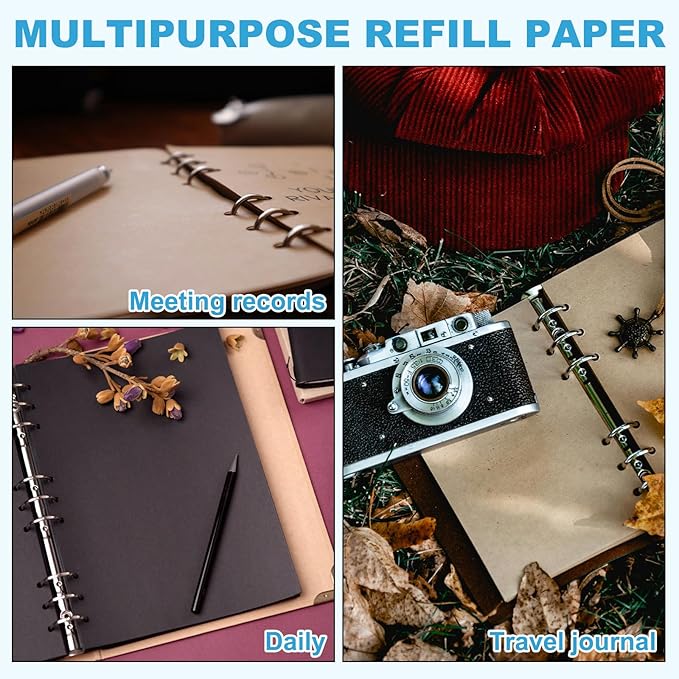 PATIKIL B5 Blank Refill Paper, Loose Leaf Paper 9 Hole Planner Refills for 9 Ring Refillable Binder Notebook Paper Filler Planner Inserts Office Diary Journals, 160 Sheets/320 Pages, White-DeskLoop Office