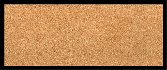Amanti Art Natural Cork Board for Wall, 13x31 Vision Board with Black Wood Frame, Medium Corkboard Office Decor for Home Organization, Modern Contemporary Corkboard Pinboard to display items for home-DeskLoop Office