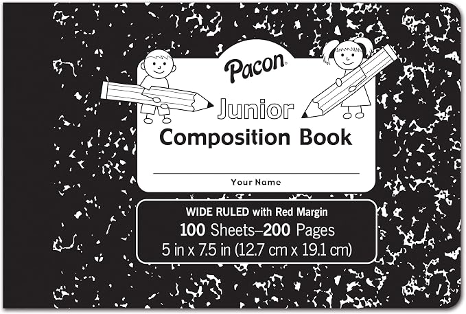 Pacon Junior Composition Book, 3/8" Ruled 5" x 7-1/2", 100 White Sheets by Pacon