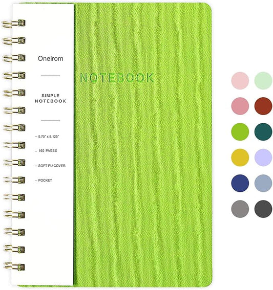 Lined Spiral Notebook College Ruled A5 Journal Book for Note Taking, 160 Pages Writing Journal for Office and Home School Supplies 5.75x8.125 inch - Light Green-DeskLoop Office