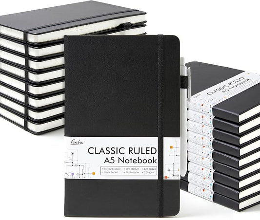 feela 18 Pack Journal Notebook for Work, Business Notebook Bulk Hardcover Lined by feela