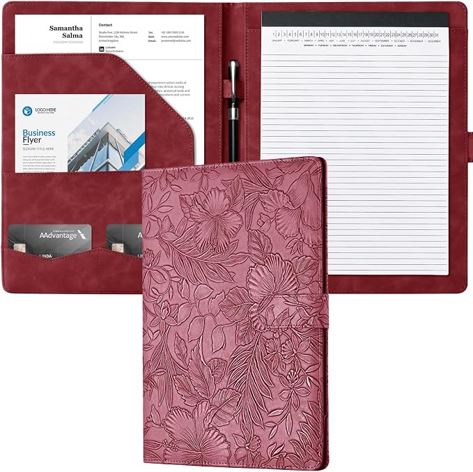 Mymazn Padfolio Portfolio Binder, Faux Leather Interview Resume Folder by Mymazn