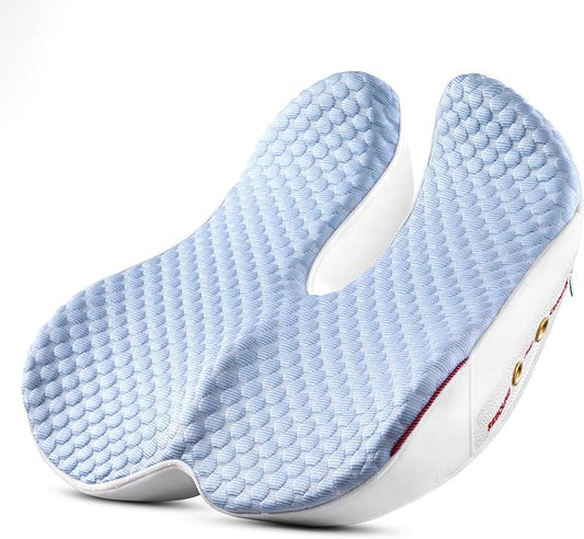 Seat Cushion for Tailbone Pain Relief X-Large ,Ergonomic Office Chair Cushions for Butt Hip Lower Back & Sciatica Pain Relief Pillow,Pressure Relief Seat Cushion for Long Sitting, Car & Plane（Blue)-DeskLoop Office