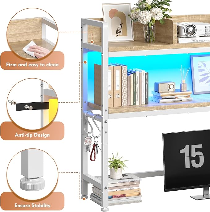 REIBII 2-Tier Desk Shelf with LED - Image 3