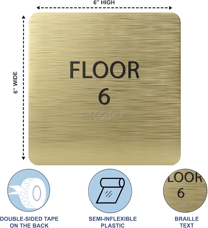 Grey w/Black ADA Floor 6 Sign - Image 3