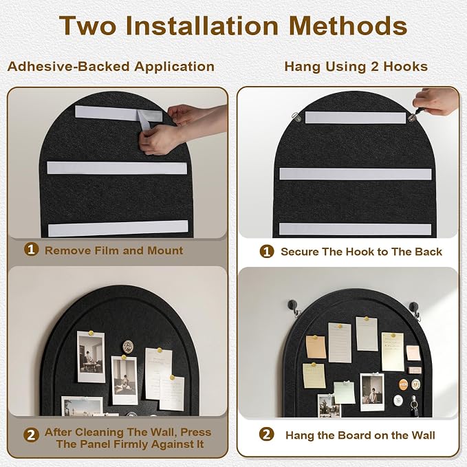 VABAMNA Arched Felt Bulletin Board 24" x 18", Grooved Edge Foldable - Image 4