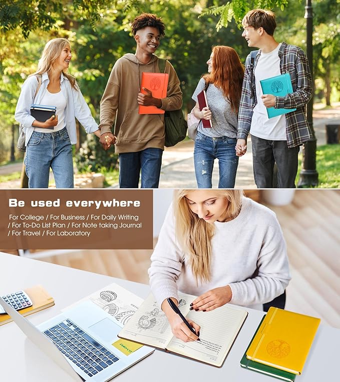 Lined Journal Notebook for Women Men,256 Pages A4 Large Hardcover Leather Journals for Writing,Travel,Business,Work,School,College Ruled Notebooks for Note Taking,Diary Notepad 8.6"×11"(Orange)-DeskLoop Office