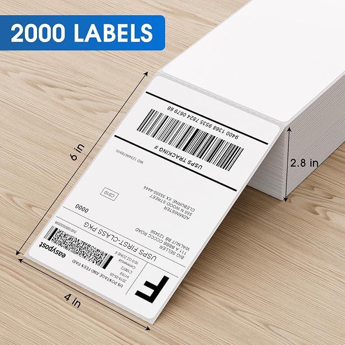 MaxGear 4" x 6" Direct Thermal Shipping Labels, 2000 Fanfold, BPA-Free; - Image 3