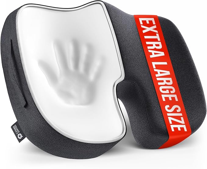 5 STARS UNITED Seat Cushion for Tailbone Pain Relief – Large Memory Foam Lifting Pillow for Coccyx, Hip, Sciatica & Post-Surgery Recovery – Wheelchair, Car, Desk, Gaming & Office Chairs, Black-DeskLoop Office