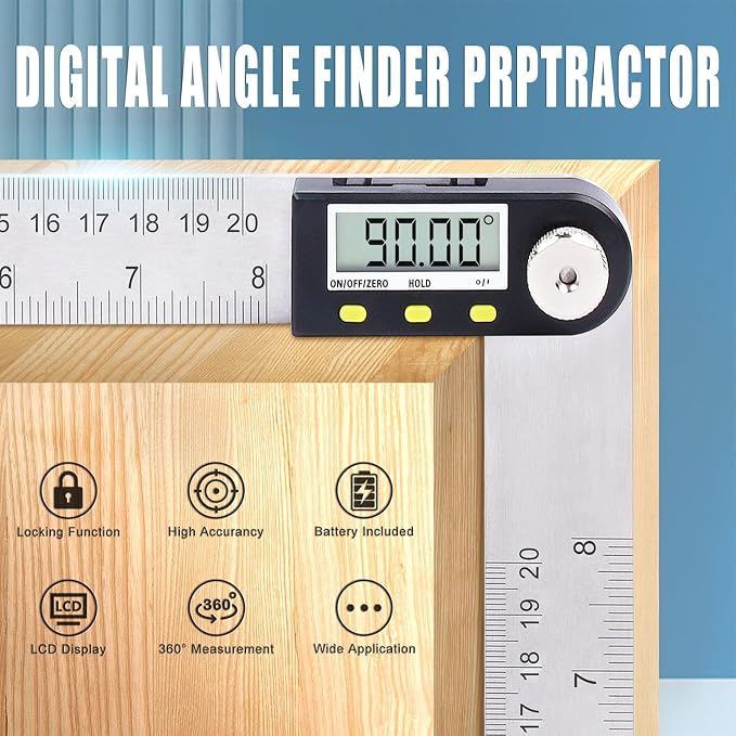 Delgada 8 inch/200mm Digital Angle Finder Ruler - Image 6