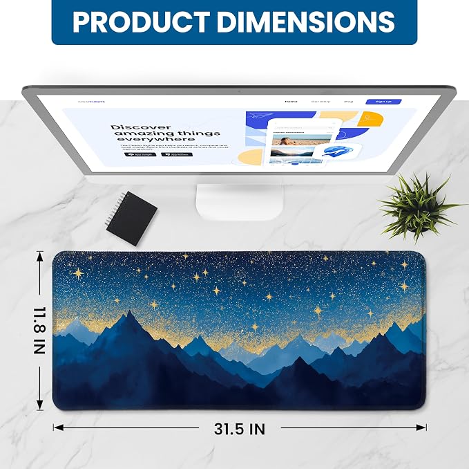 Aesthetic Desk Mat, Cute Starlit Peaks Desk Pad Protector - Image 2