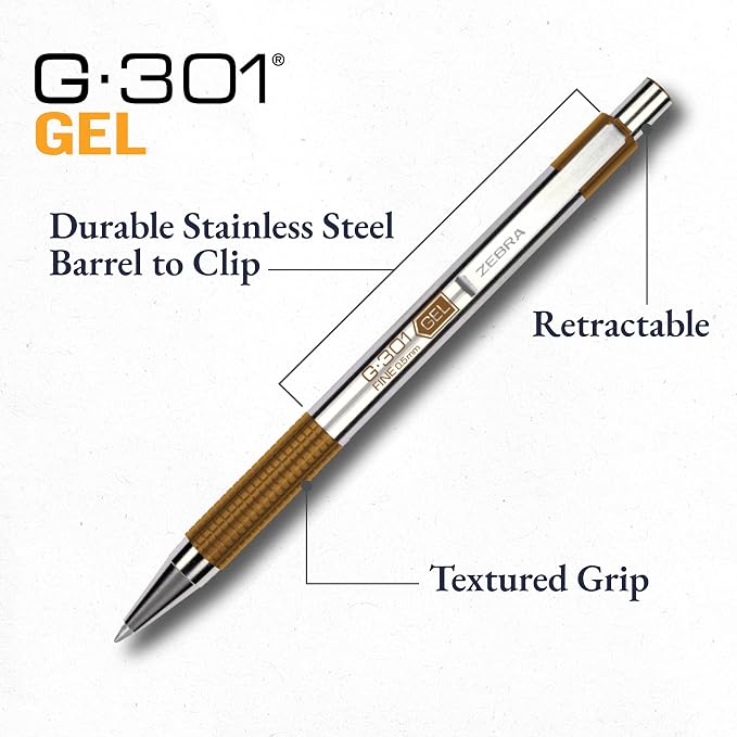 Zebra Pen G-301 Signature Series Retractable Gel Pen, 0.5mm Fine Point - Image 4