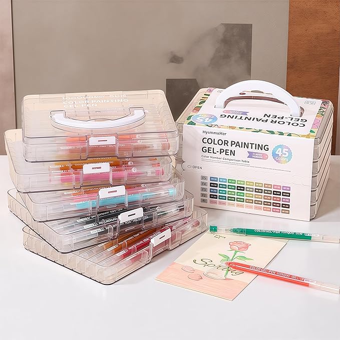 Colored Gel Pens Set, 0.6mm Fine Point for Black & White Paper, Cute Pens for Journaling, Adult Coloring Books, Bible, Drawing, Note Taking, School & Journaling Supplies (45 Basic Colors)-DeskLoop Office