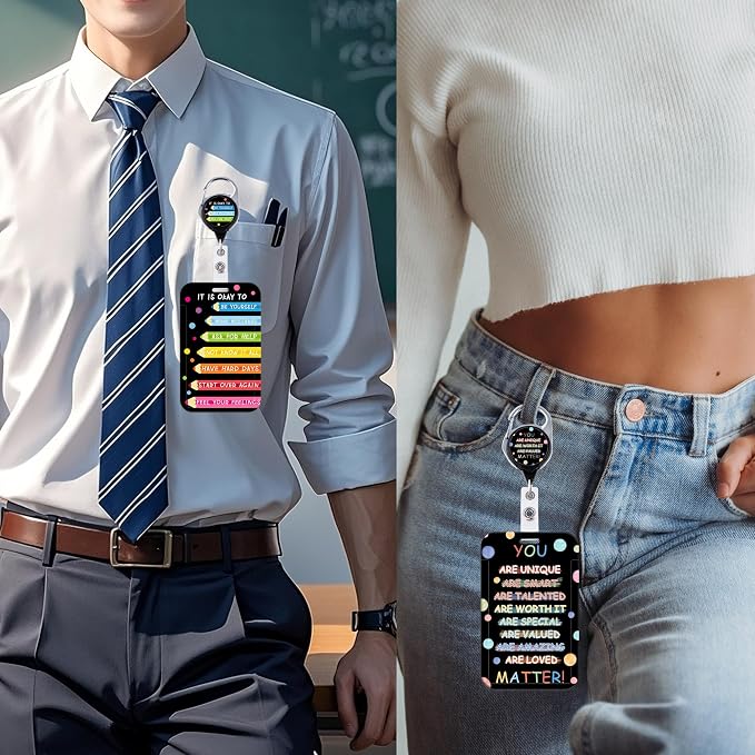 Cool Black ID Badge Holder Cute Aesthetic Preppy School Work Heavy Duty - Image 3