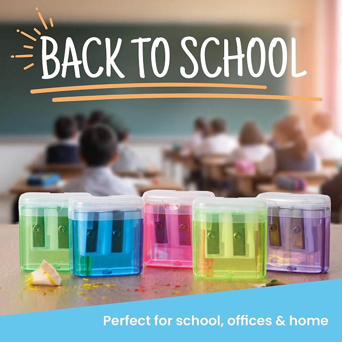 Craftzilla 50 Pack Bulk Pencil Sharpeners, Dual-Hole Manual Sharpener - Image 4