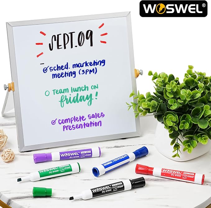 WOSWEL Dry Erase Markers, Chisel Tip Whiteboard Markers, Low Odor Thick Dry - Image 5