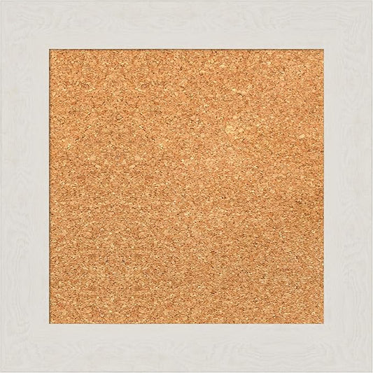 Amanti Art Natural Cork Board for Wall, 15x15 Vision Board with White Frame, X-Small Corkboard Office Decor for Home Organization, Country Rustic Corkboard Pinboard to Display Items for Home-DeskLoop Office