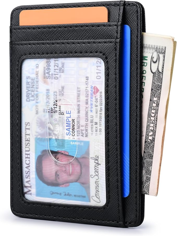 Buffway Slim Minimalist Front Pocket RFID Blocking Leather Wallets - Image 2