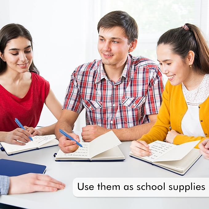 12 Pack Notebooks Journals Bulk with 12 Black Pens, Feela A5 Hardcover Notebook Classic Ruled Journal Set with Pen Holder for School Business Work Travel Writing, 120 GSM, 5.1”x8.3”, Navy-DeskLoop Office