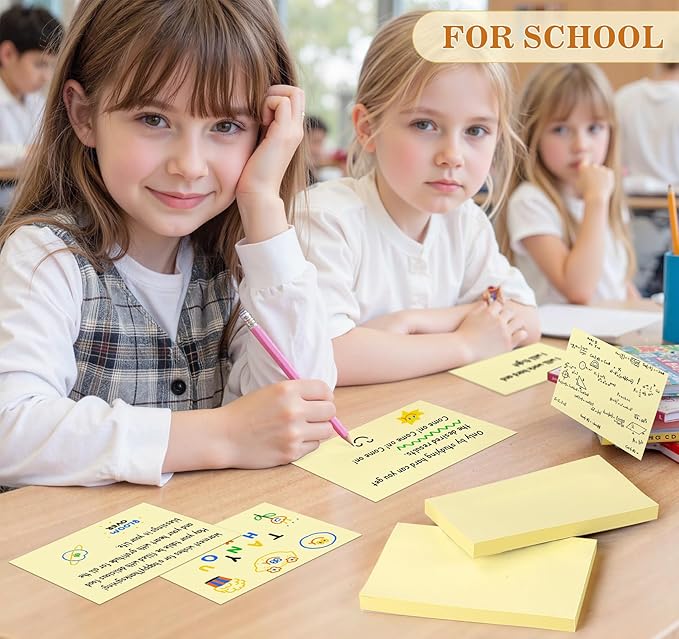 (16 Pack) Large Sticky Notes 3x5 in Yellow, 1600 Pcs Self-Stick Pads, Clean Removal, 100 Sheets/Pad Super Adhesive Sticky Pads Recyclable for Notebook, Meeting, Office, Shool, Home-DeskLoop Office