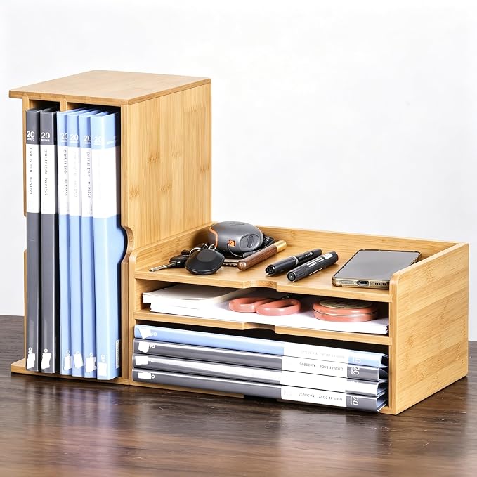 Desk Organizer, Bamboo A4 Paper Organizer - Image 7