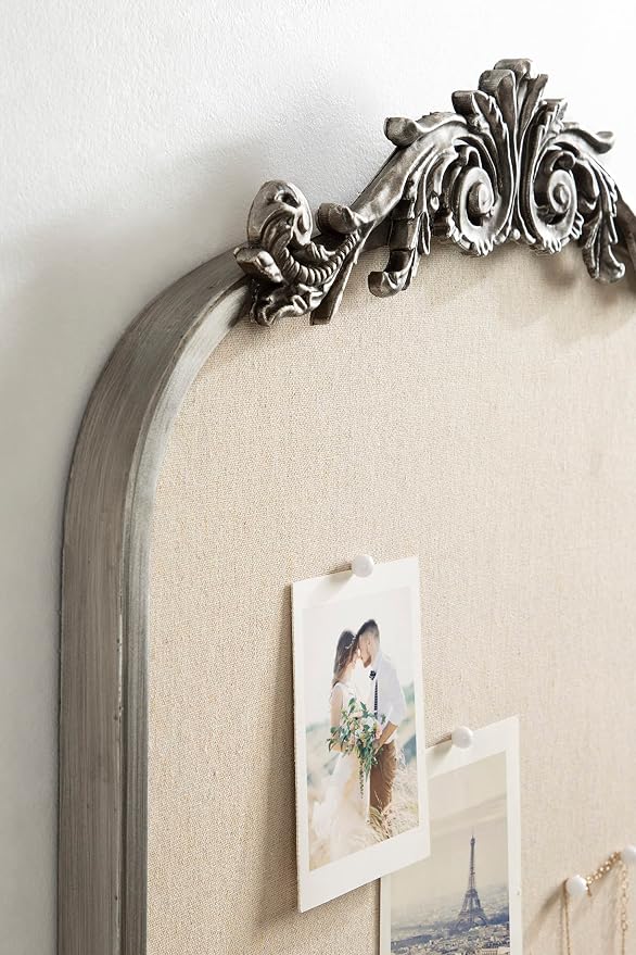 Kate and Laurel Arendahl Arch Pinboard; Silver; 19 x 31; Framed Arched Ornate - Image 4