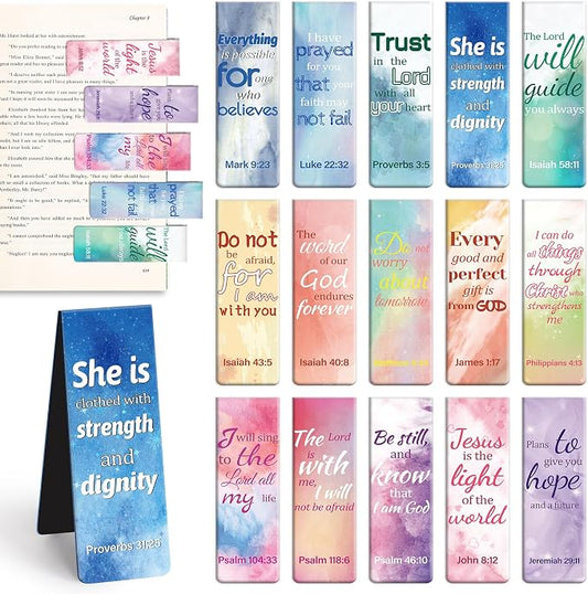 Kaluofan 15PCS Large Bible Quotes Magnetic Christian Bookmarks by Kaluofan
