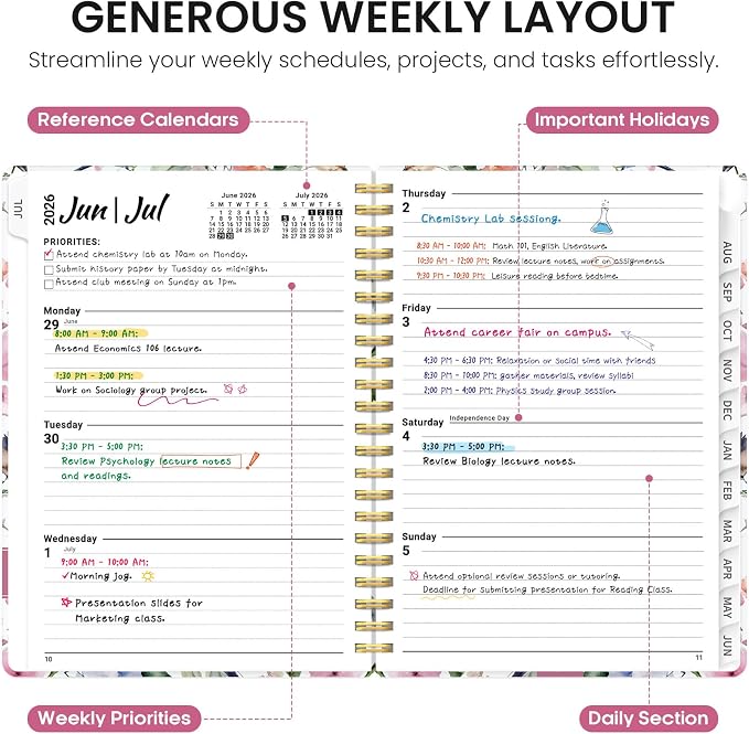 Planner 2026-2027, Academic Year Monthly and Weekly Calendar Planner, Jul 2026 - Image 3