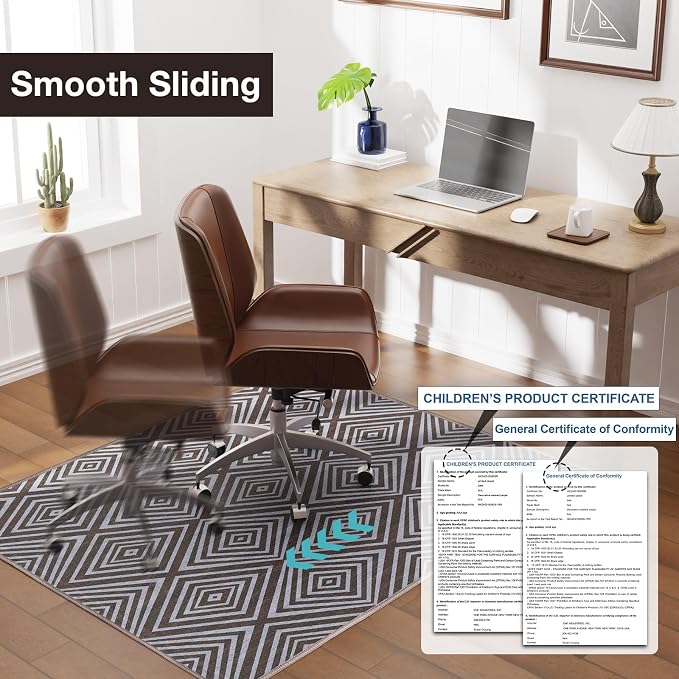 Blue&Black Checkered Diamond-Pattern Computer Chair Mat - Image 3
