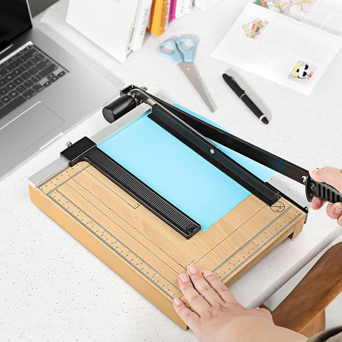 CreGear 12" Wood Paper Cutter, Heavy Duty Trimmer Cuts 12-16 Sheets | - Image 6
