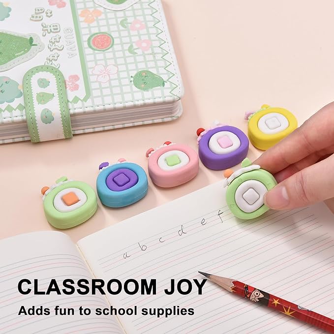 15Pcs Cute Food Shape Erasers for Kids, Fun Cake Dessert Pencil Erasers for School Classroom Supplies Birthday Party Favors-DeskLoop Office