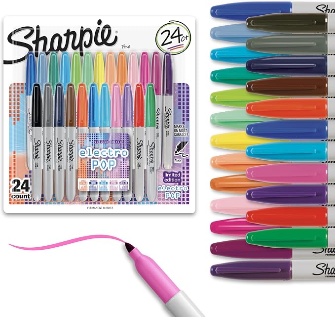 Sharpie Electro Pop Permanent Markers, Fine Tip, Marker Set by Unknown