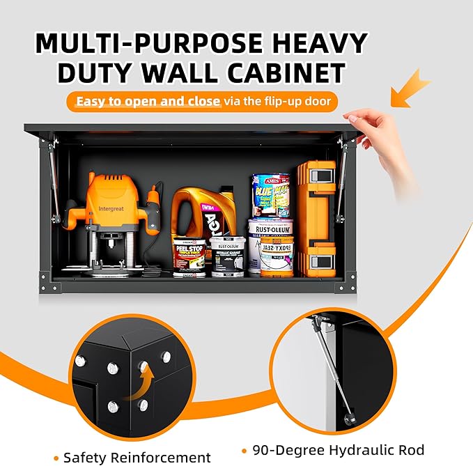 INTERGREAT Metal Wall Cabinet, Wall Cabinets with Lockable Doors and Adjustable Shelves,20" H Cabinets Storage for Garage, Warehouse, Bathroom, Kitchen(Black)-DeskLoop Office