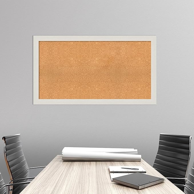 Amanti Art Natural Cork Board for Wall, 25x45 Vision Board with White Frame, Oversize Corkboard Office Decor for Home Organization, Country Rustic Corkboard Pinboard to Display Items for Home-DeskLoop Office