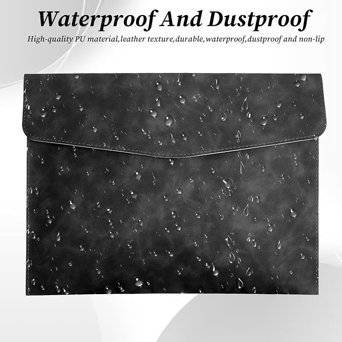 Resume Folder, Leather File Folder Black File Folders Travel Document Holder A4 - Image 4