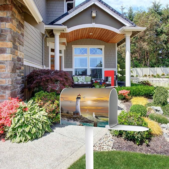Lighthouse Mailbox Cover, Outdoor Magnetic Mail Cover Letter Post Box, 25.5x21 - Image 4