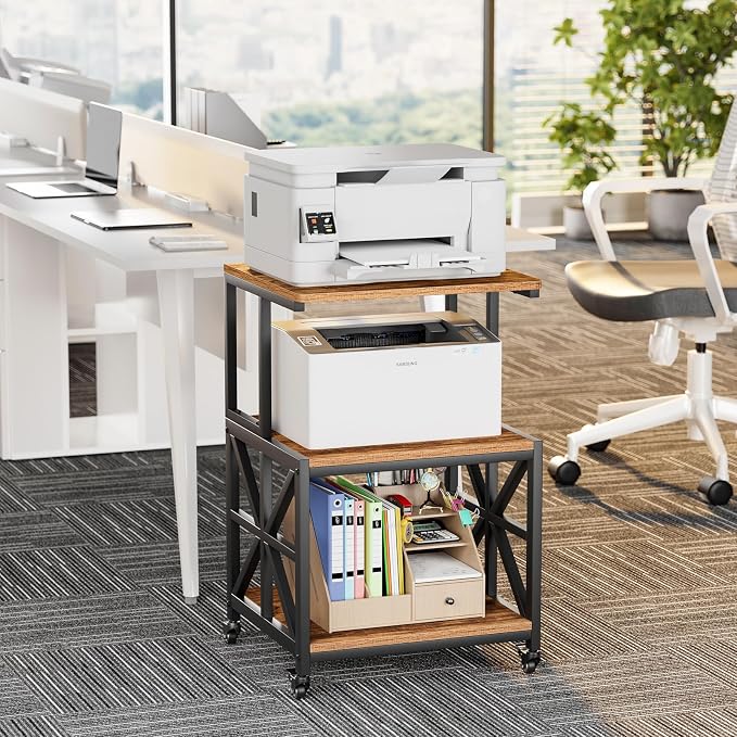 GreenForest Printer Stand with Lockable Wheels, Heavy Duty Printer Table | - Image 8