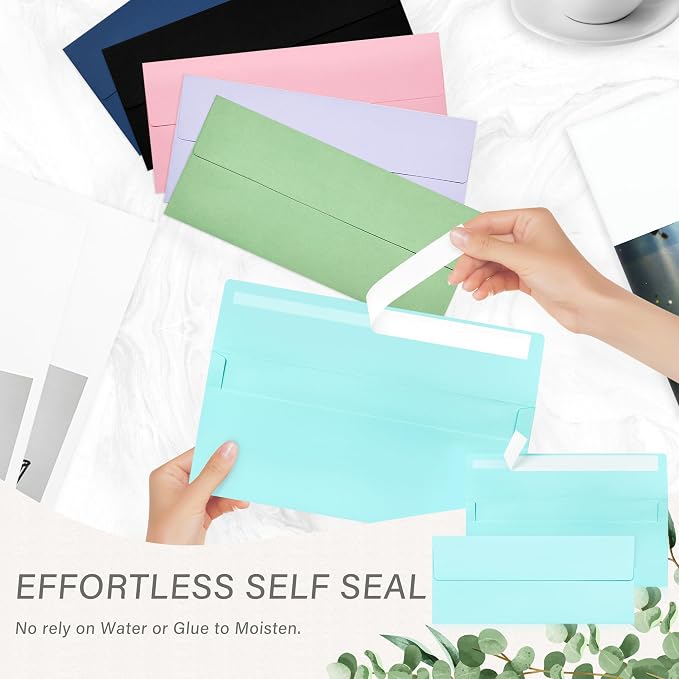 200 Pack #10 Business Envelopes, Self Seal Standard Light Blue Envelopes - Image 5
