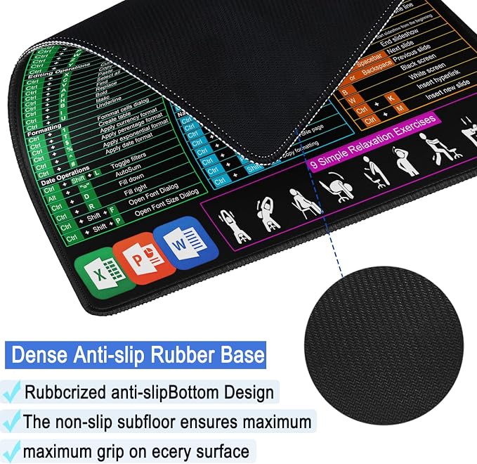 Excel Shortcuts Mouse Pad, Large Mouse Pad - Image 4